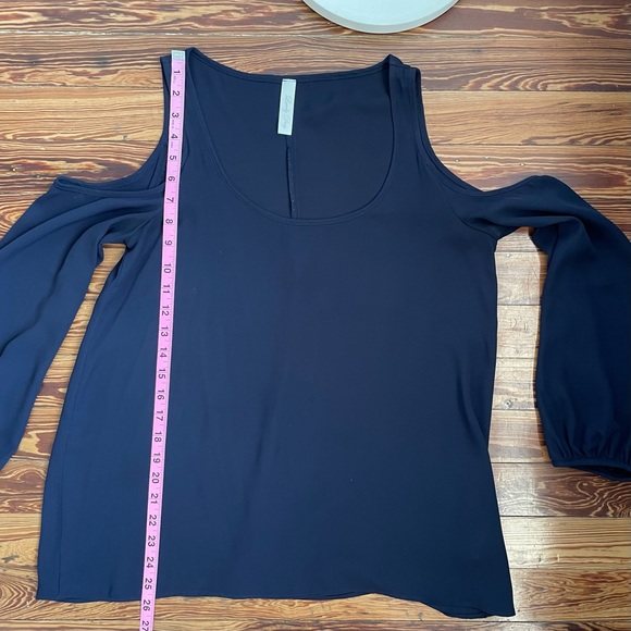 Lovely Day Navy Cold Shoulder Blouse - Picture 6 of 8